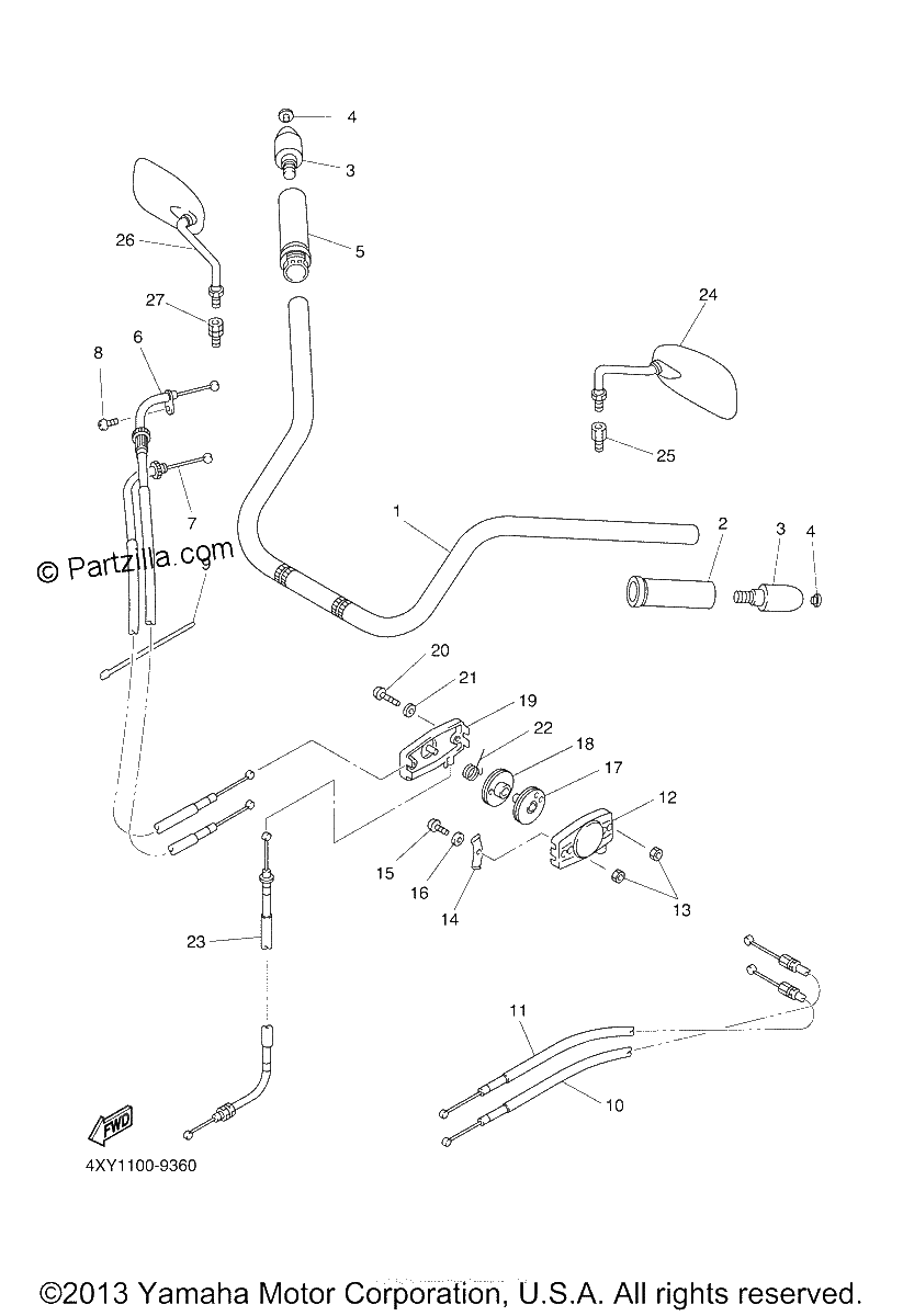 Diagrama de STEERING HANDLE CABLE