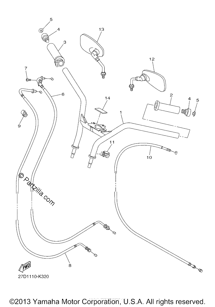 Diagrama de STEERING HANDLE CABLE
