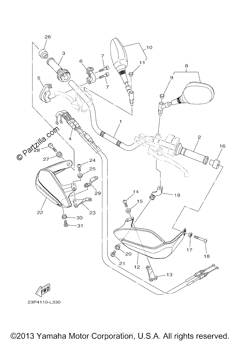 Diagrama de STEERING HANDLE CABLE