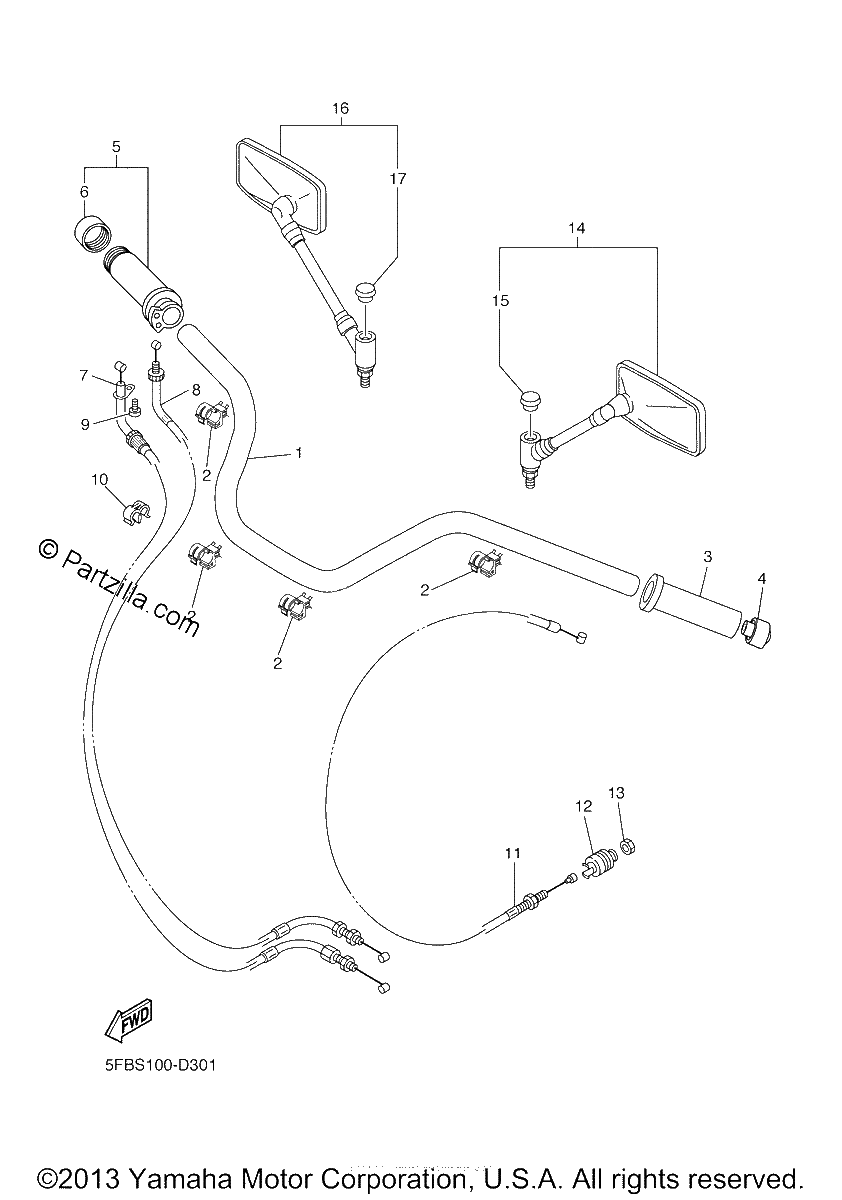 Diagrama de STEERING HANDLE CABLE