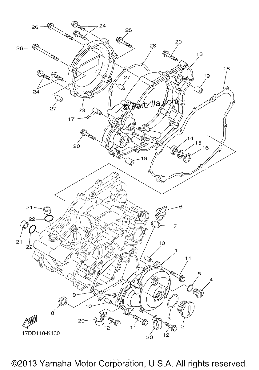 Diagrama de CRANKCASE COVER 1