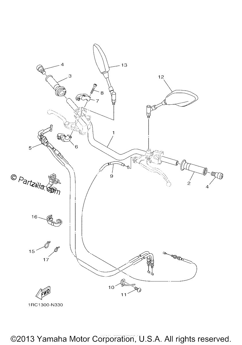 Diagrama de STEERING HANDLE CABLE