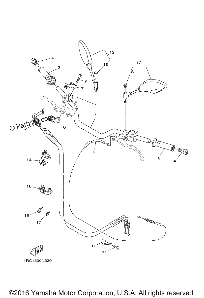 Diagrama de STEERING HANDLE CABLE
