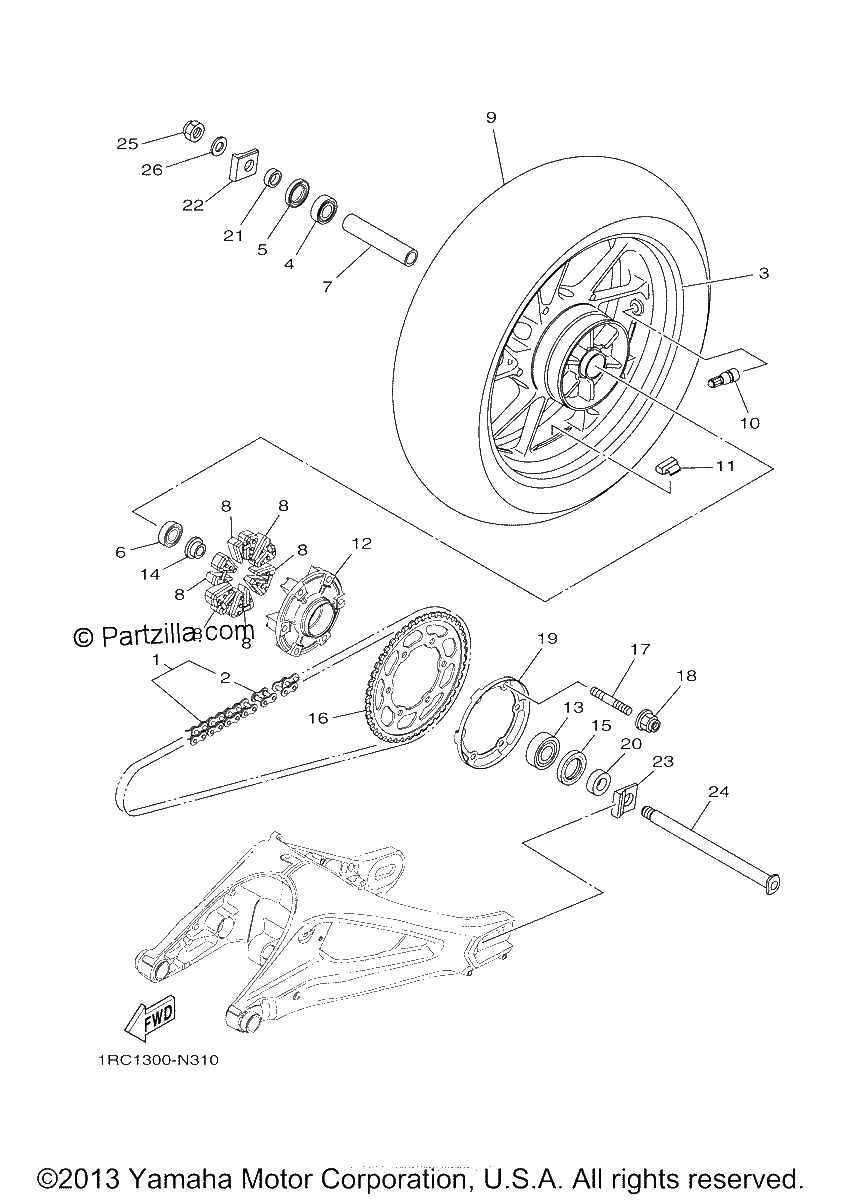 Diagrama de REAR WHEEL