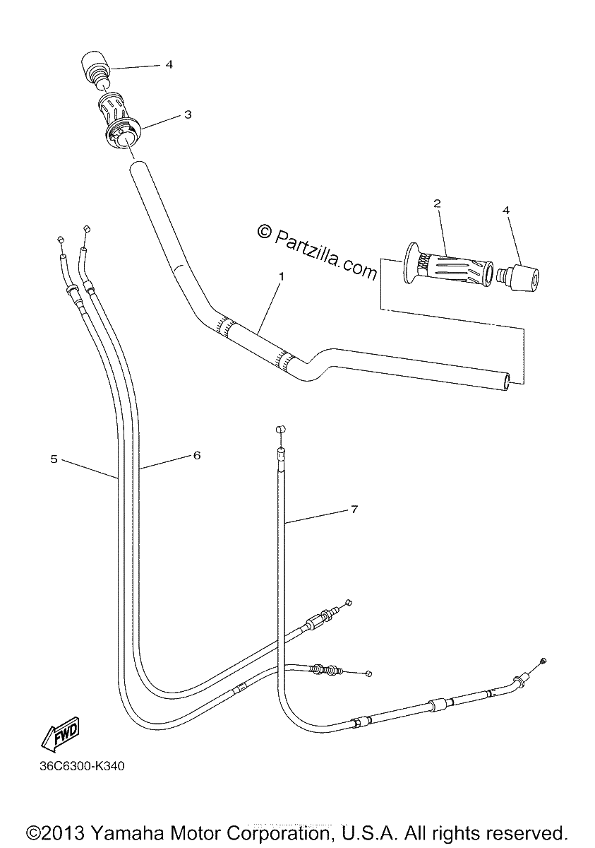 Diagrama de STEERING HANDLE CABLE