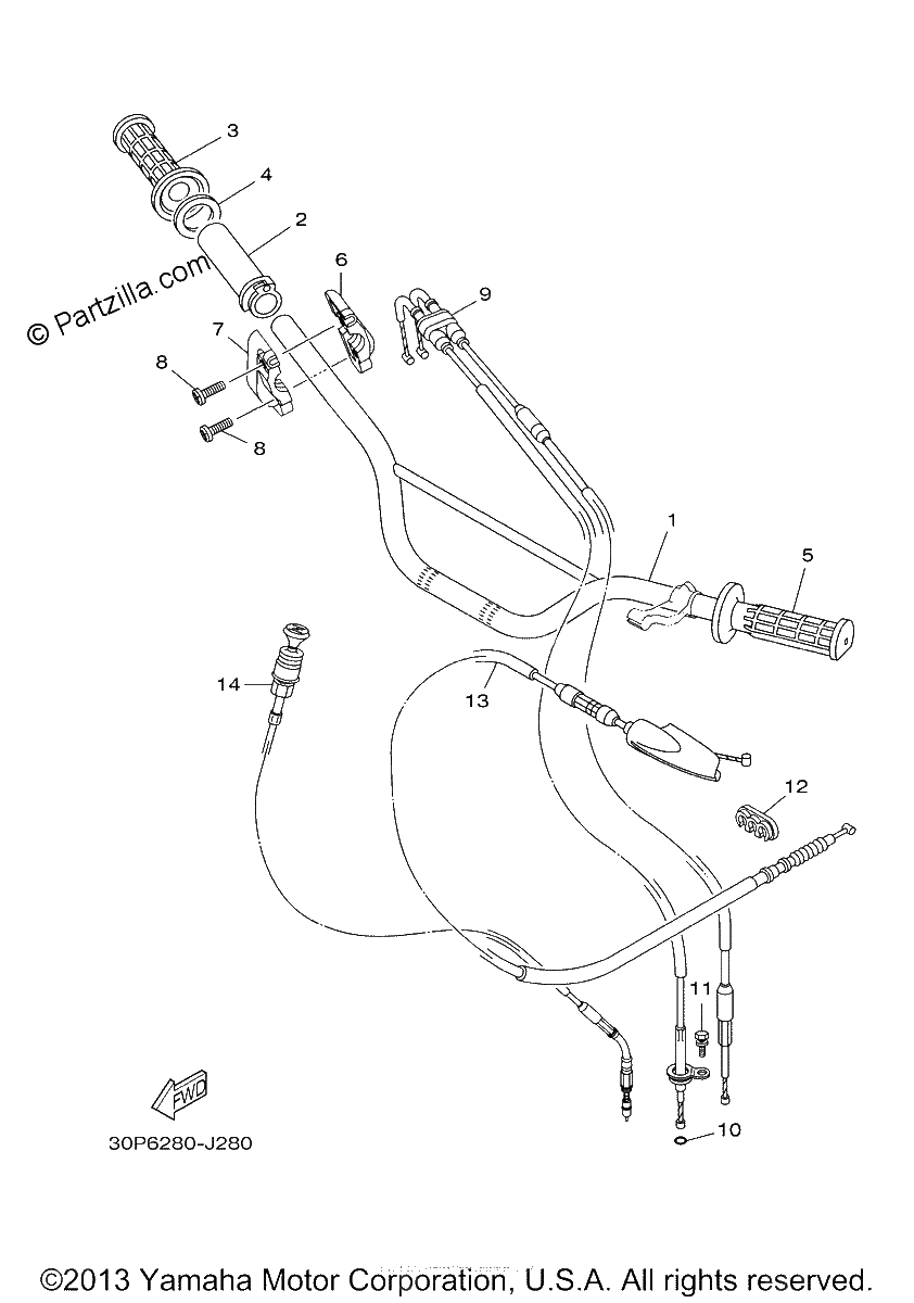Diagrama de STEERING HANDLE CABLE