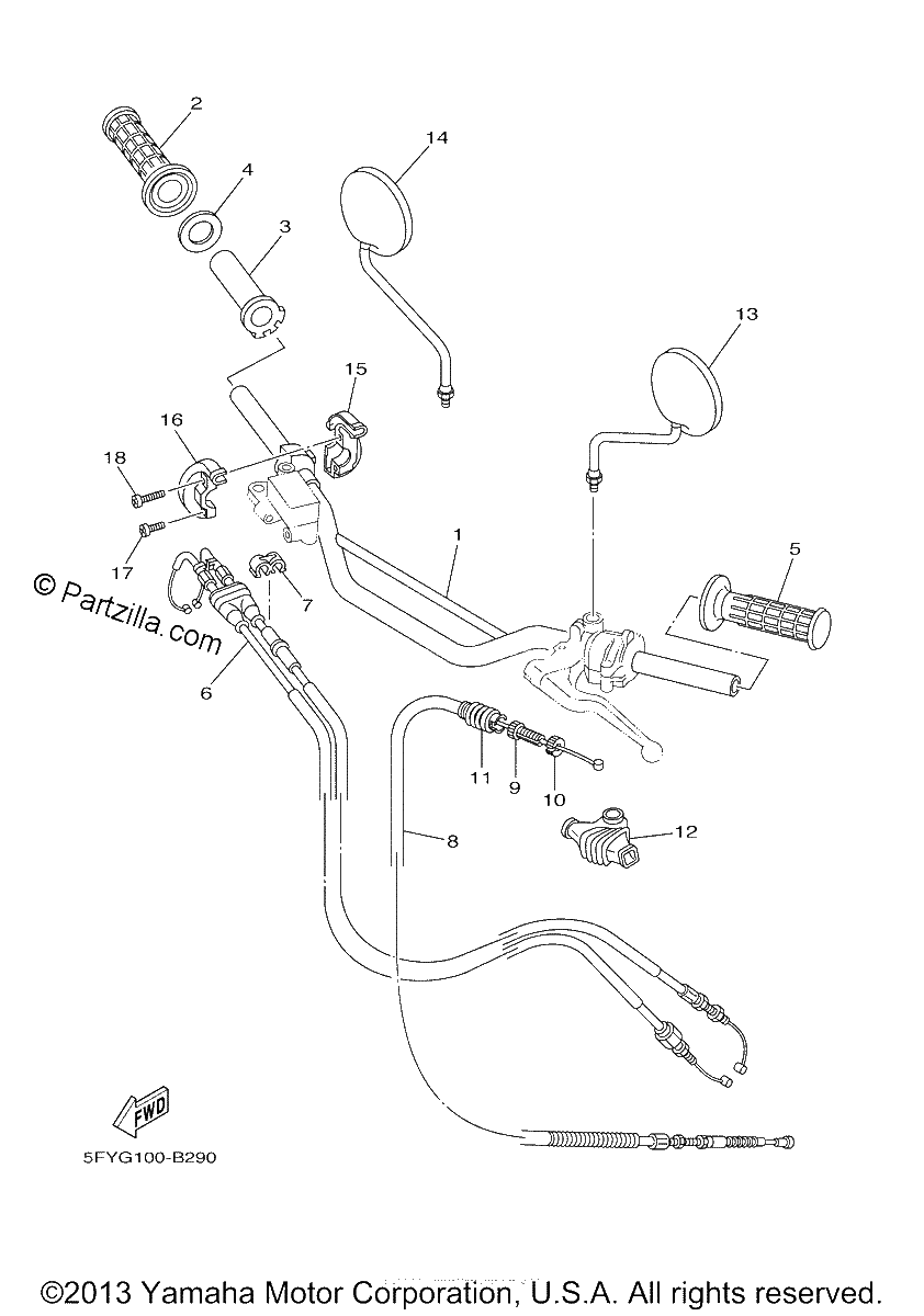 Diagrama de STEERING HANDLE CABLE