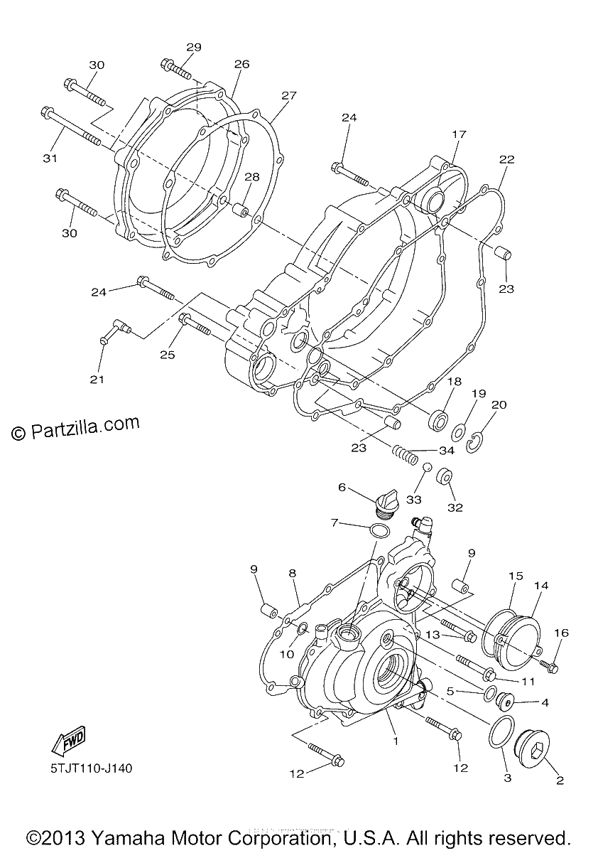 Diagrama de CRANKCASE COVER 1