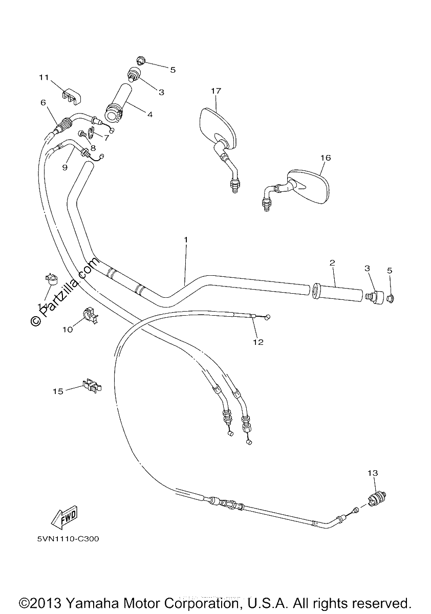 Diagrama de STEERING HANDLE CABLE