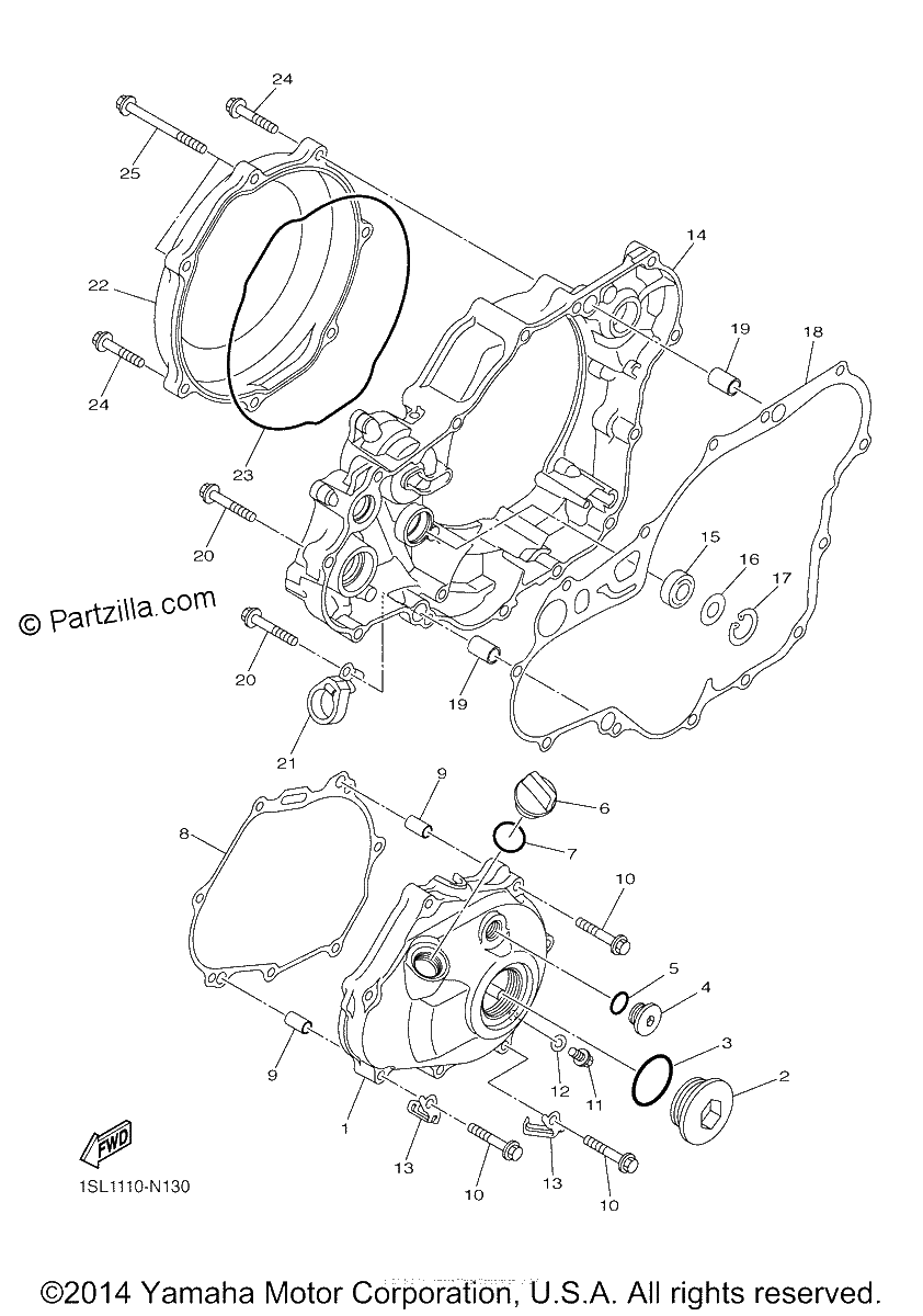 Diagrama de CRANKCASE COVER 1