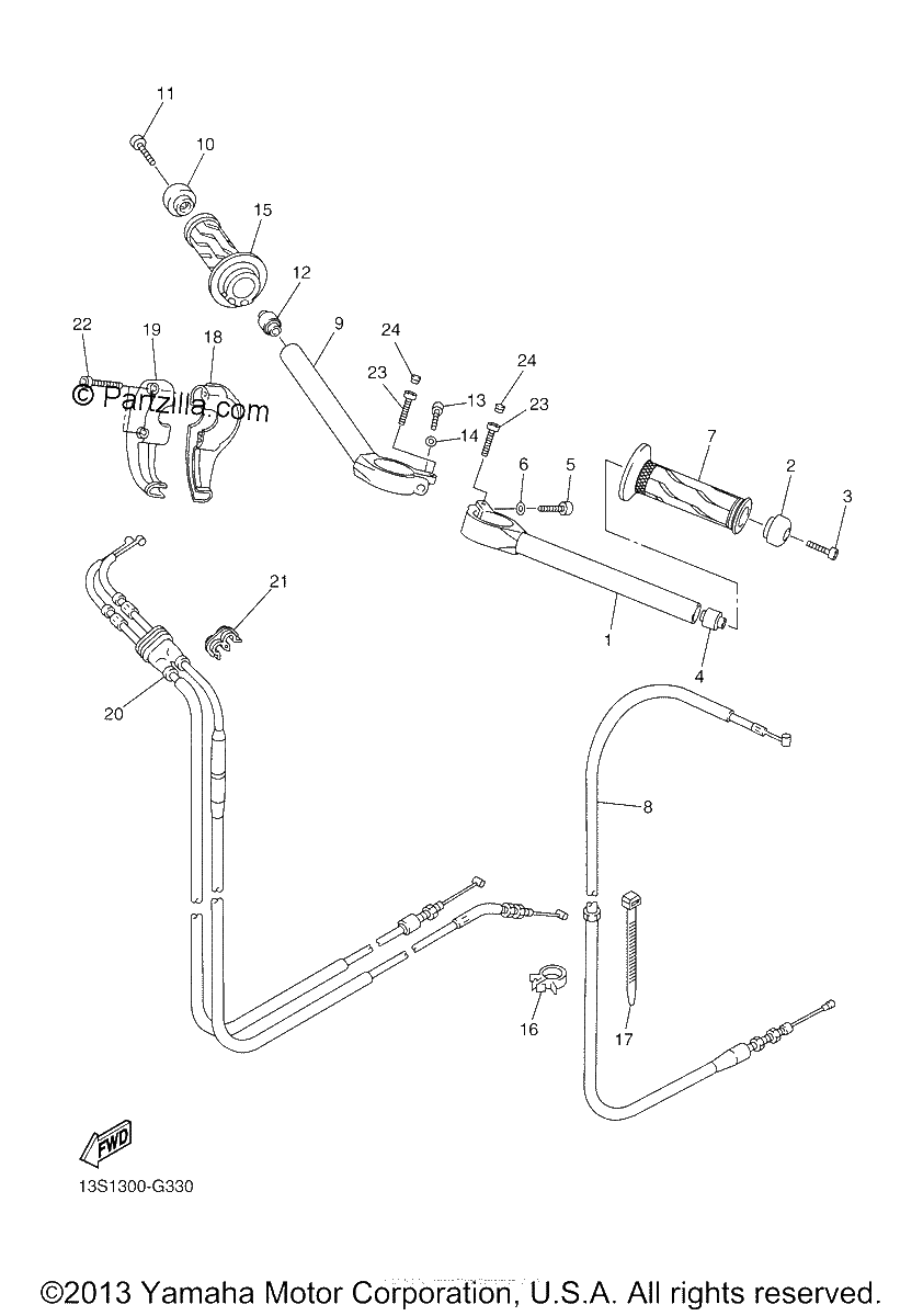 Diagrama de STEERING HANDLE CABLE
