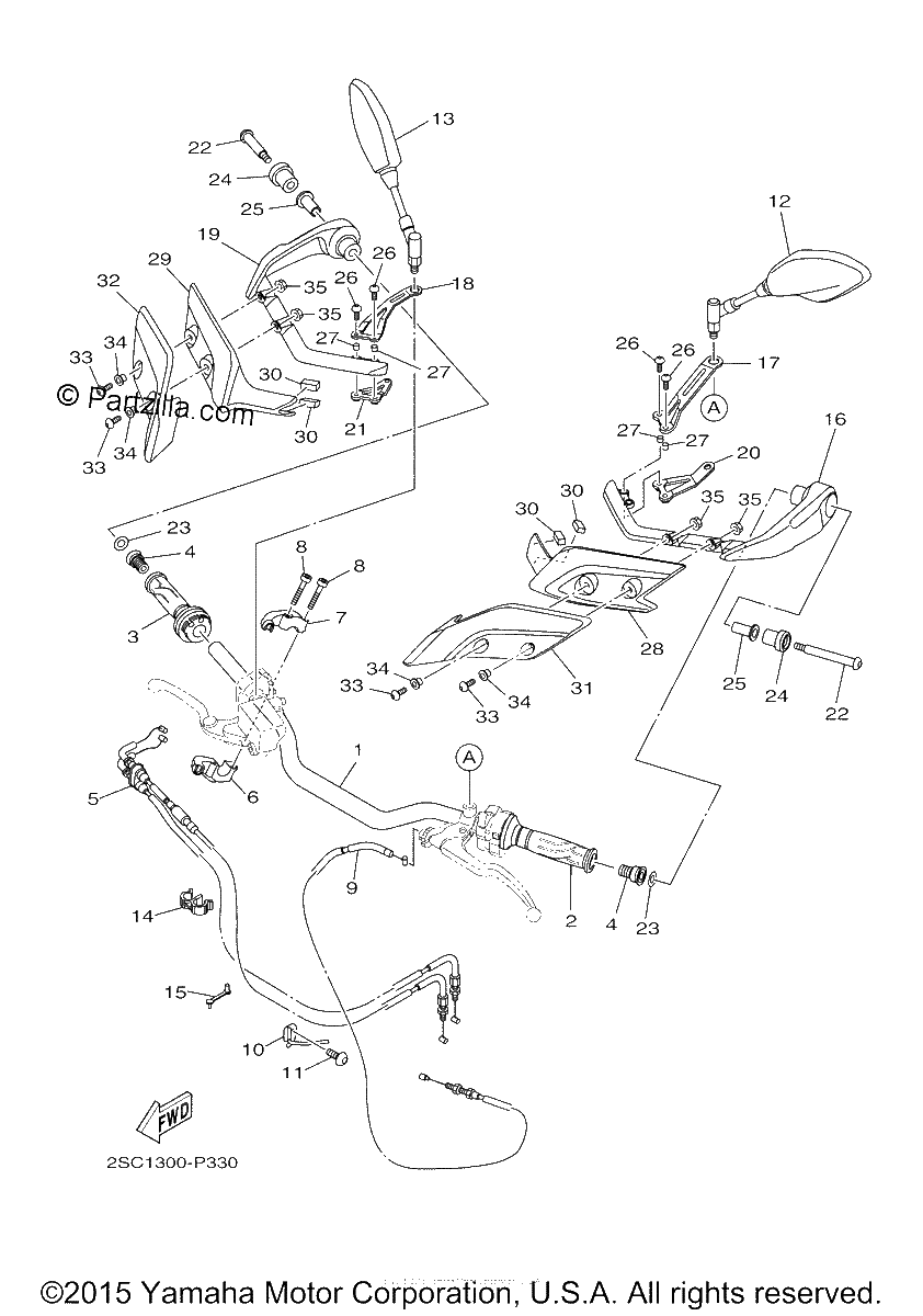 Diagrama de STEERING HANDLE CABLE