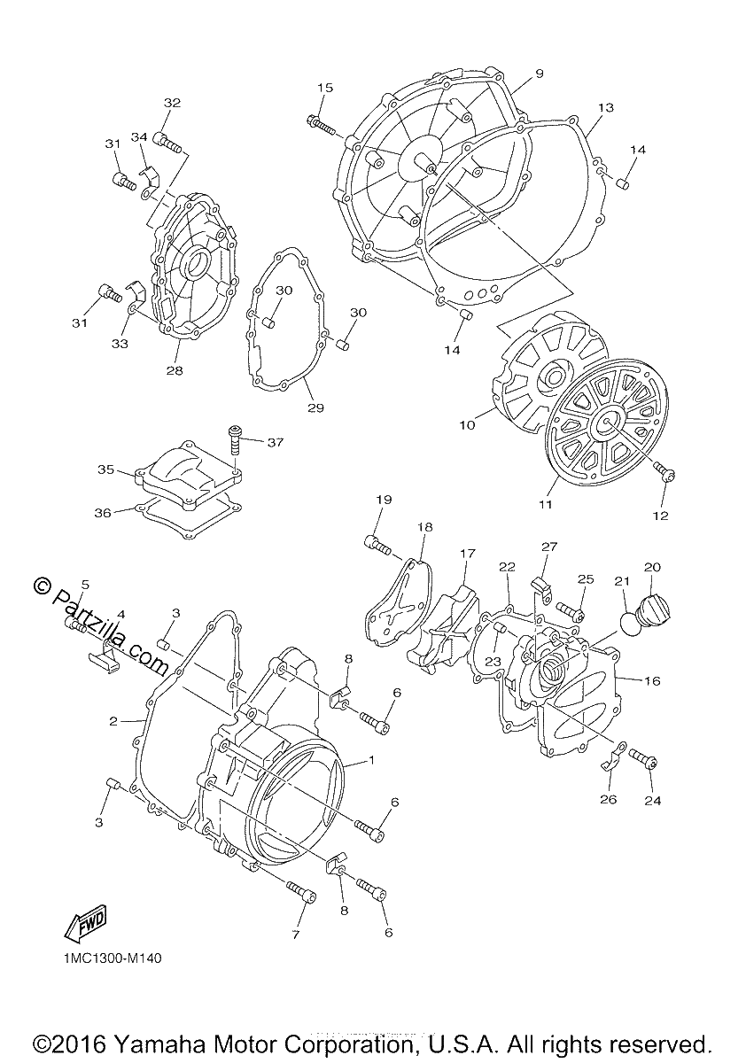 Diagrama de CRANKCASE COVER 1