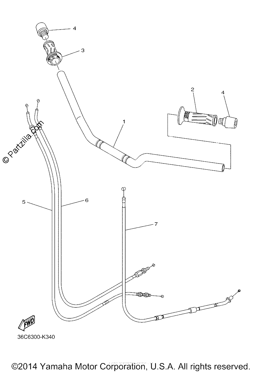 Diagrama de STEERING HANDLE CABLE