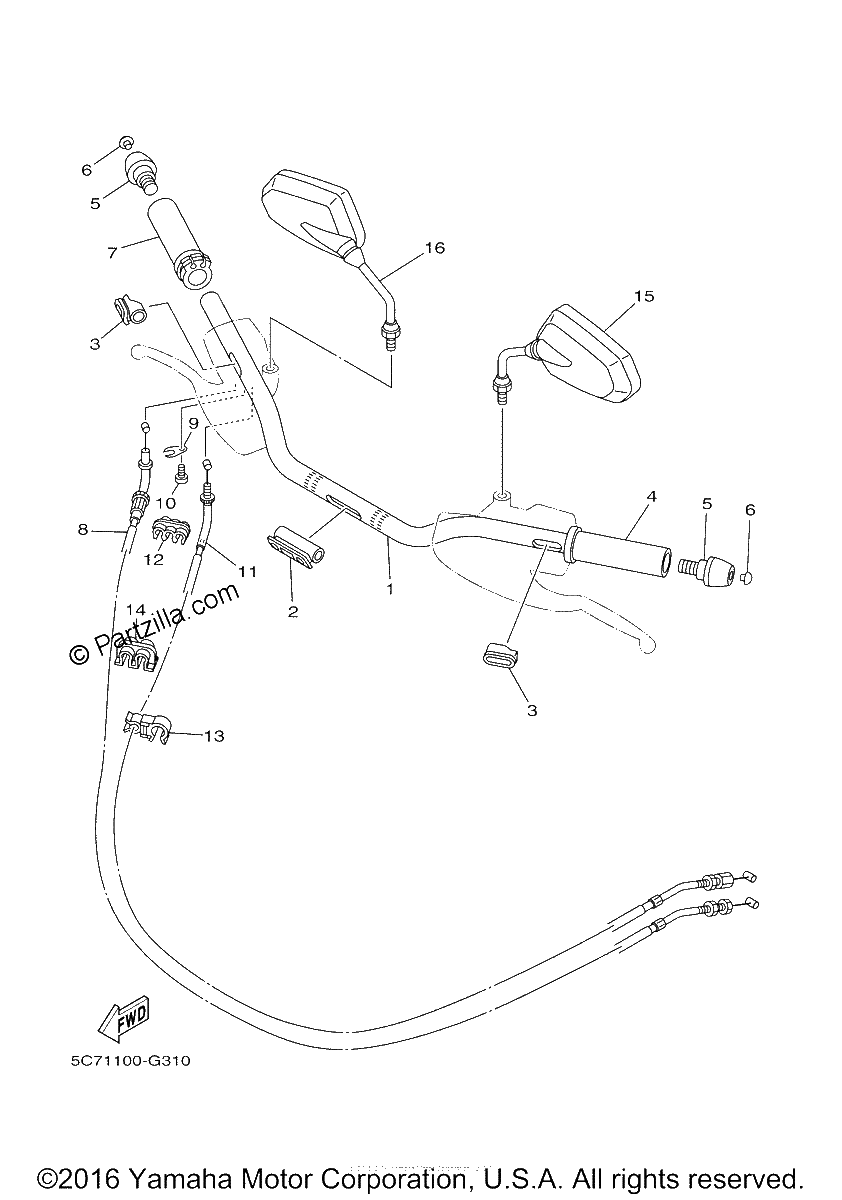 Diagrama de STEERING HANDLE CABLE