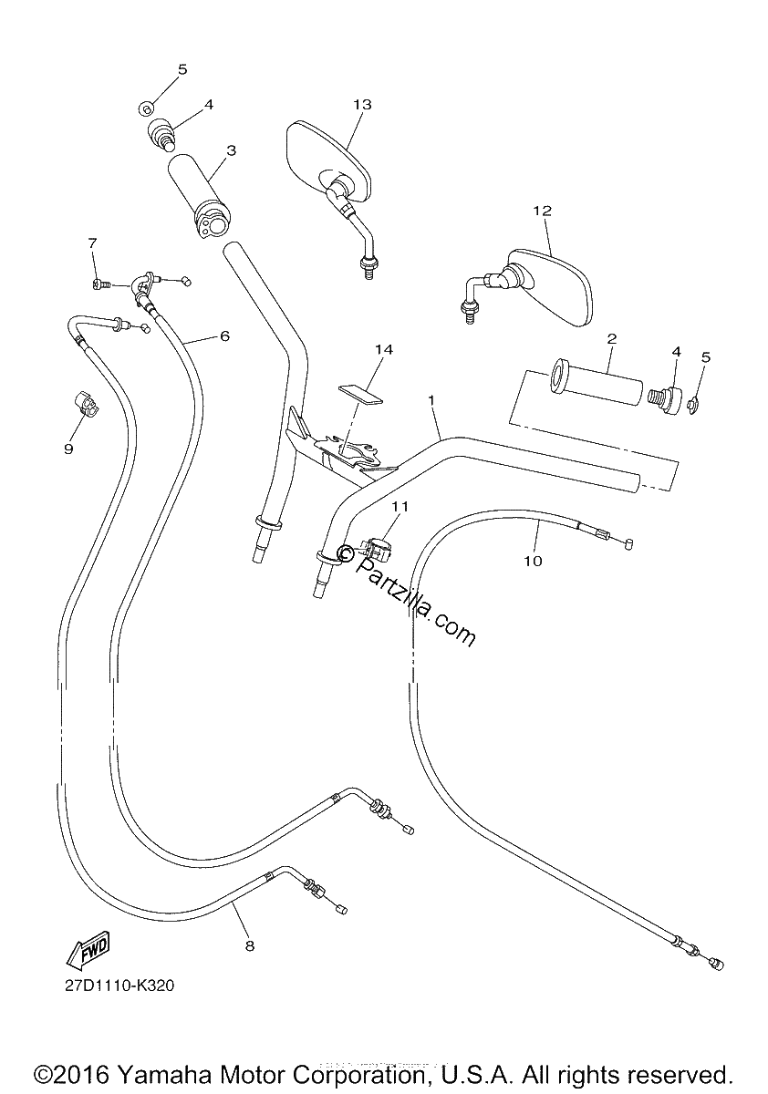Diagrama de STEERING HANDLE CABLE