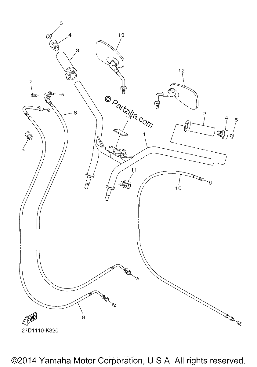 Diagrama de STEERING HANDLE CABLE