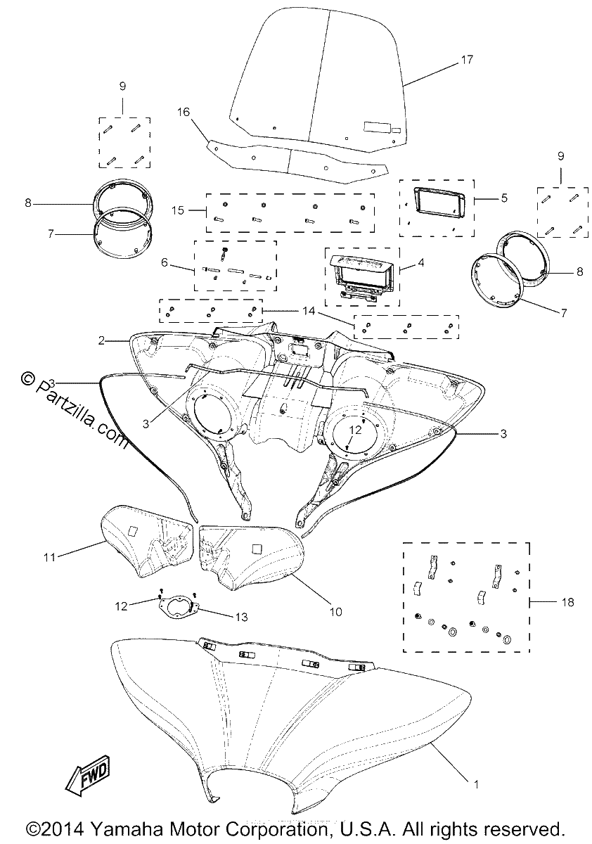 Diagrama de COWLING WINDSHIELD