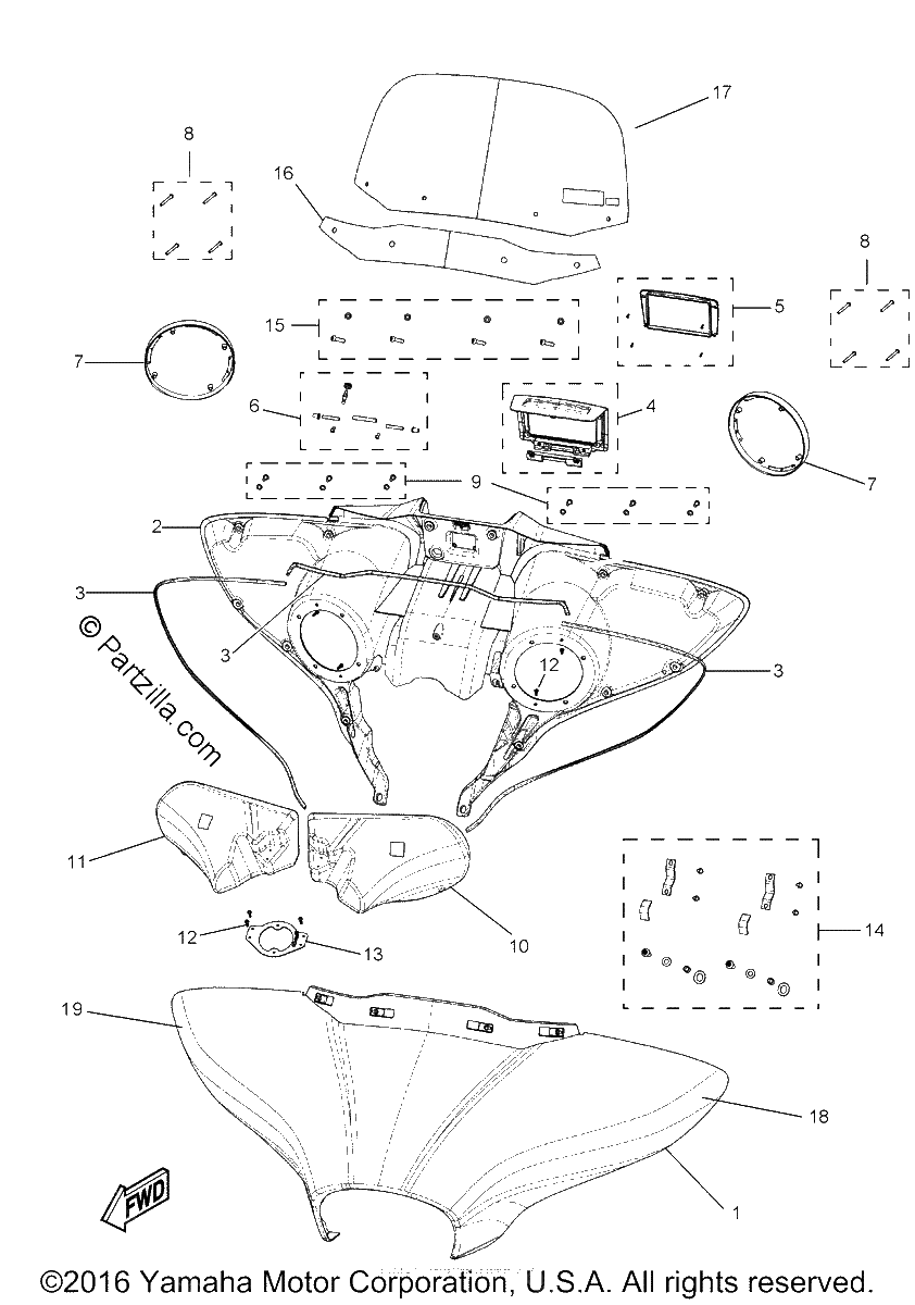 Diagrama de COWLING WINDSHIELD