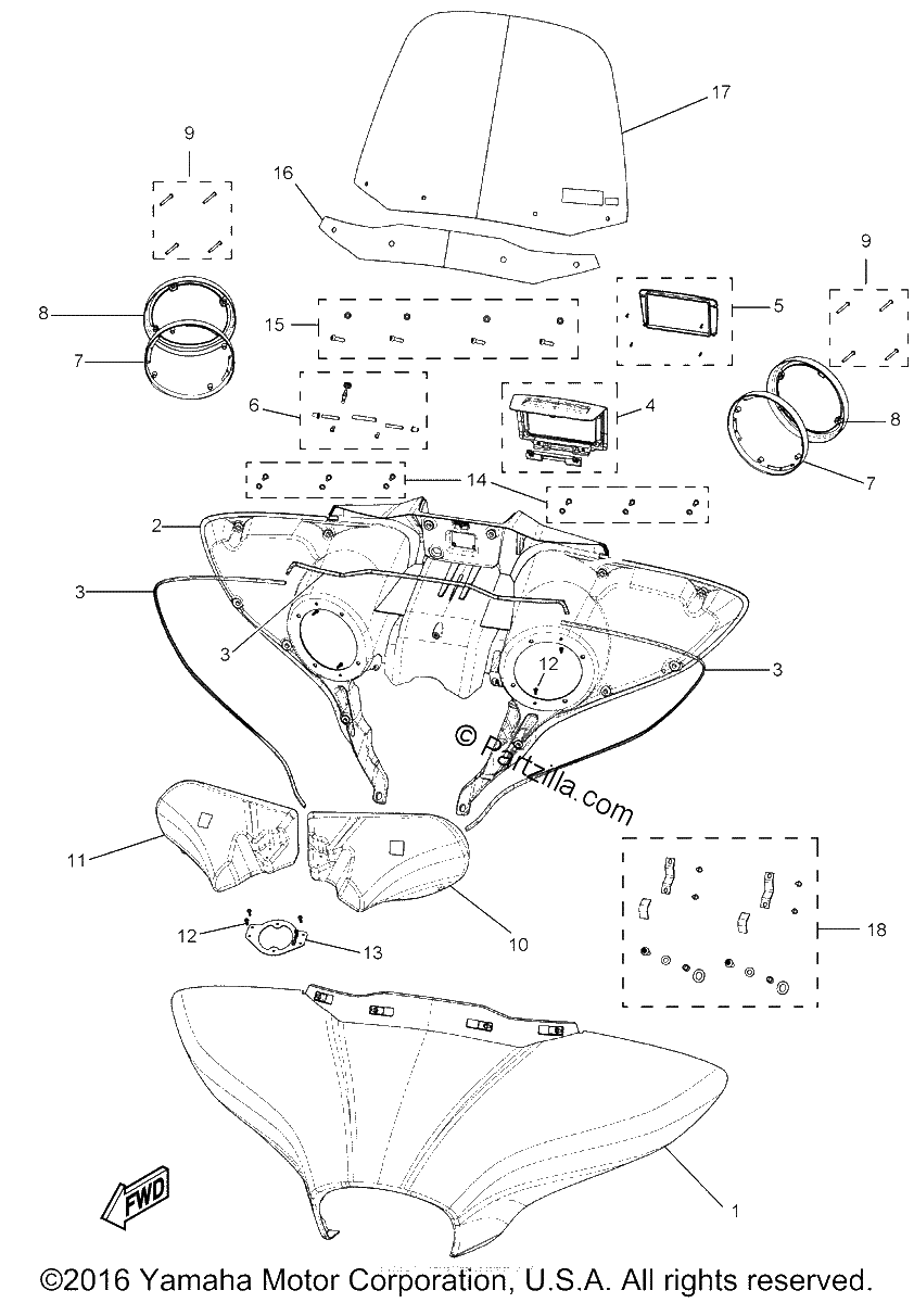Diagrama de COWLING WINDSHIELD