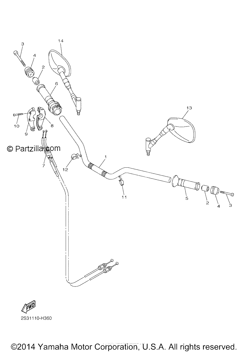 Diagrama de STEERING HANDLE CABLE