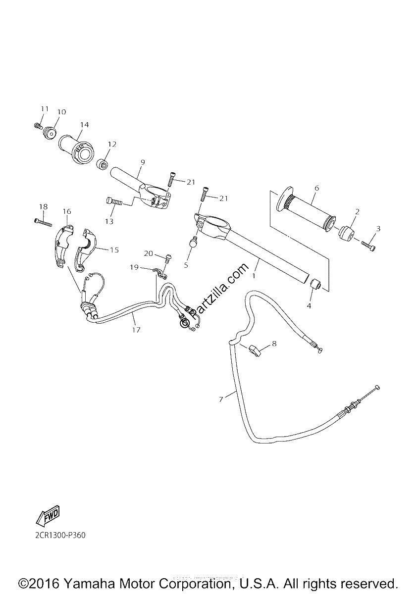 Diagrama de STEERING HANDLE CABLE