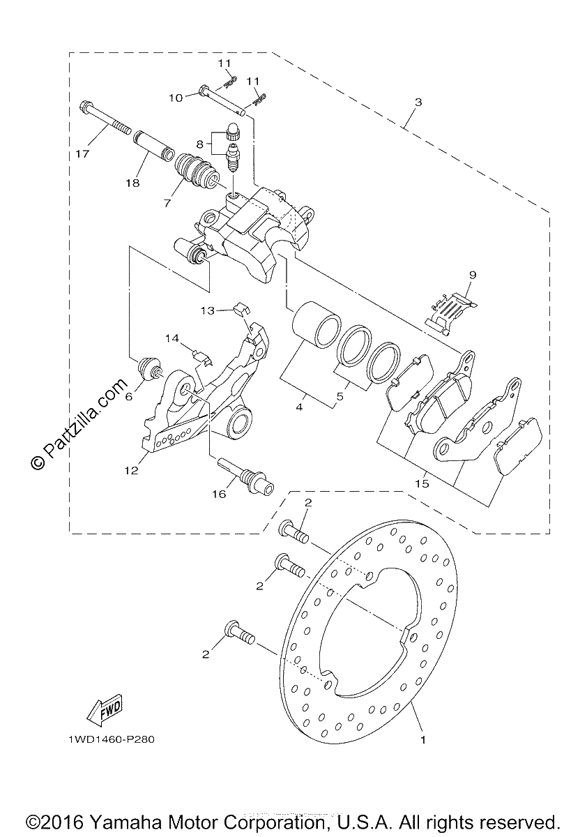 Diagrama de REAR BRAKE CALIPER