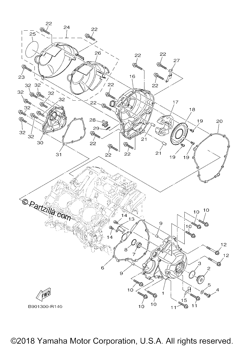 Diagrama de CRANKCASE COVER 1