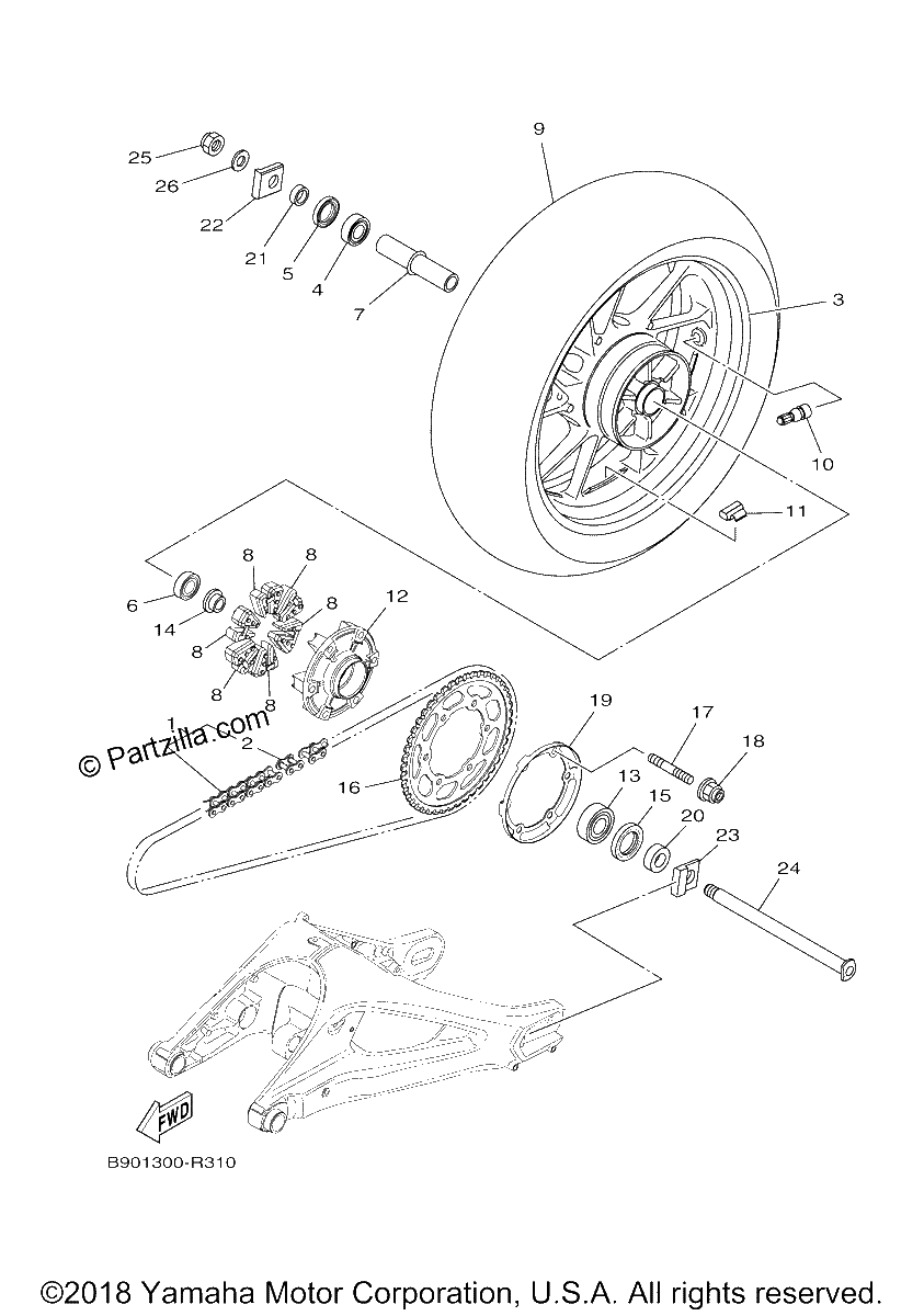 Diagrama de REAR WHEEL