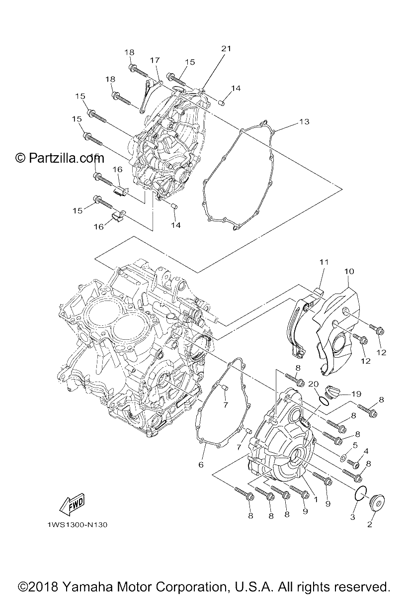 Diagrama de CRANKCASE COVER 1