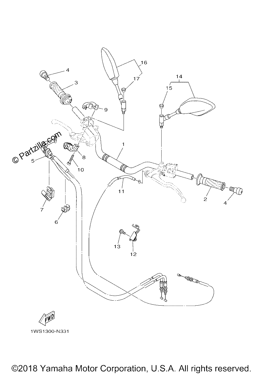 Diagrama de STEERING HANDLE CABLE