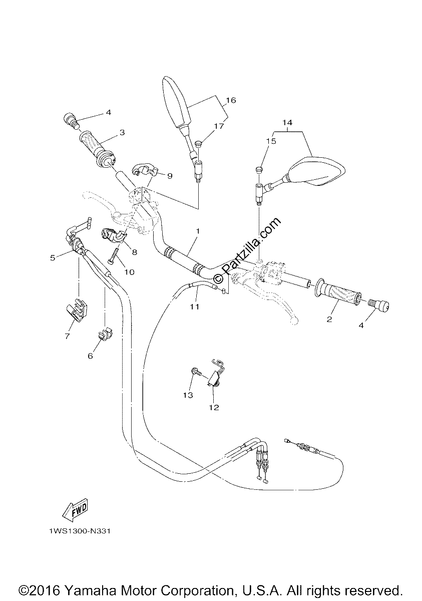Diagrama de STEERING HANDLE CABLE
