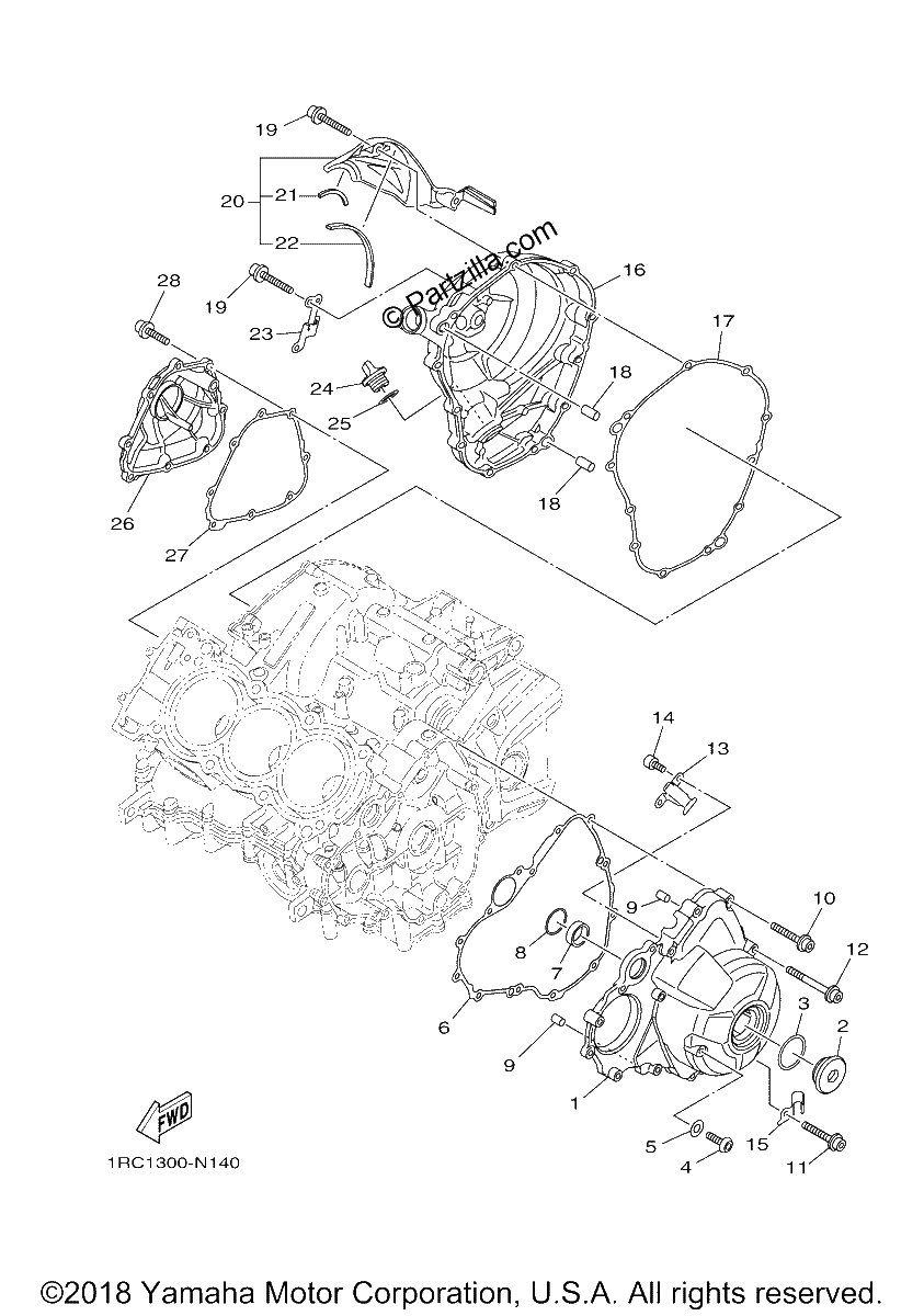 Diagrama de CRANKCASE COVER 1