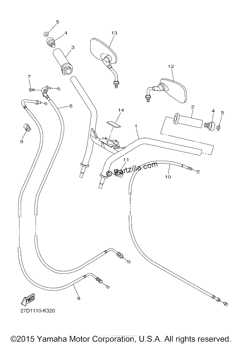 Diagrama de STEERING HANDLE CABLE