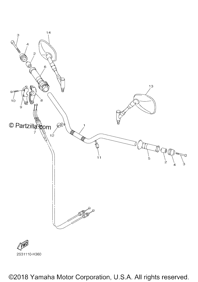 Diagrama de STEERING HANDLE CABLE