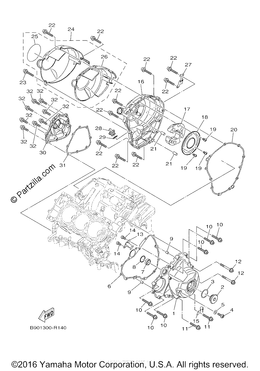 Diagrama de CRANKCASE COVER 1