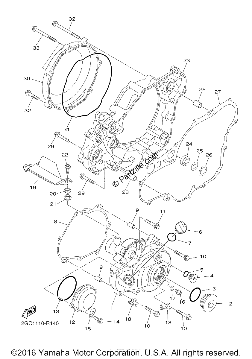 Diagrama de CRANKCASE COVER 1