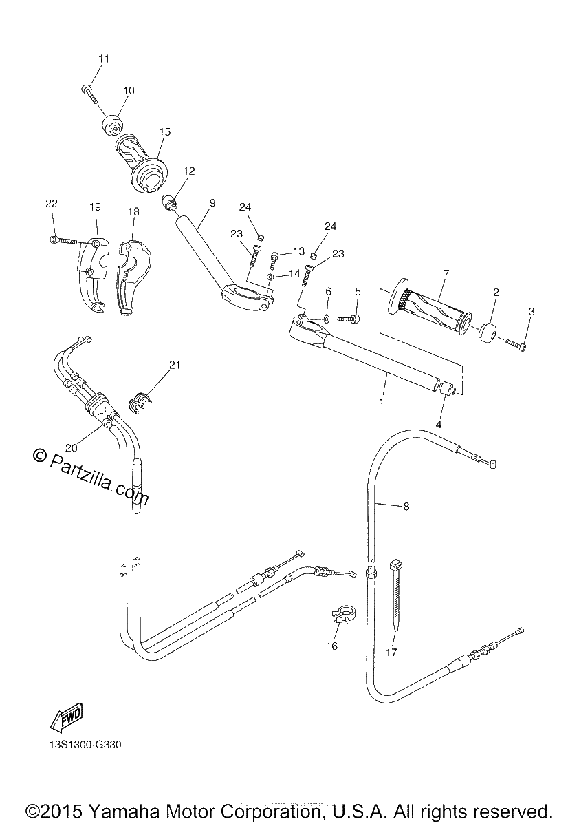 Diagrama de STEERING HANDLE CABLE