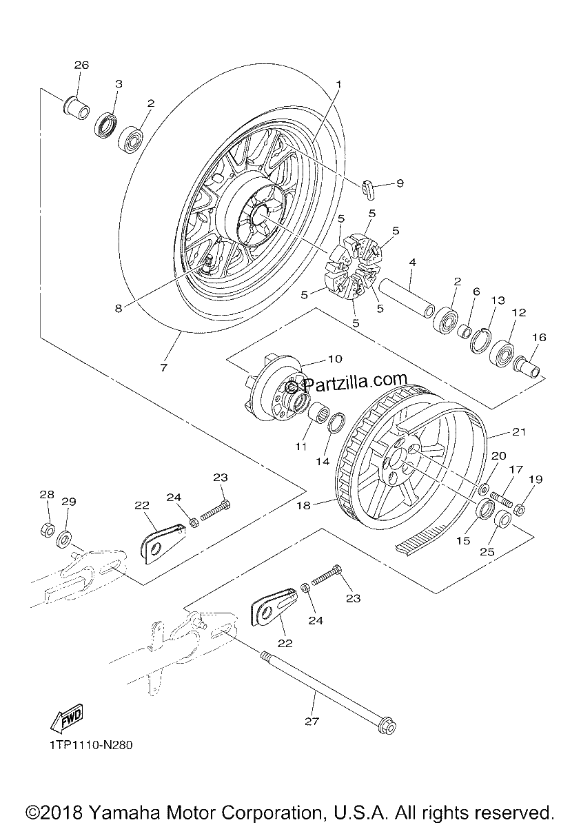 Diagrama de REAR WHEEL
