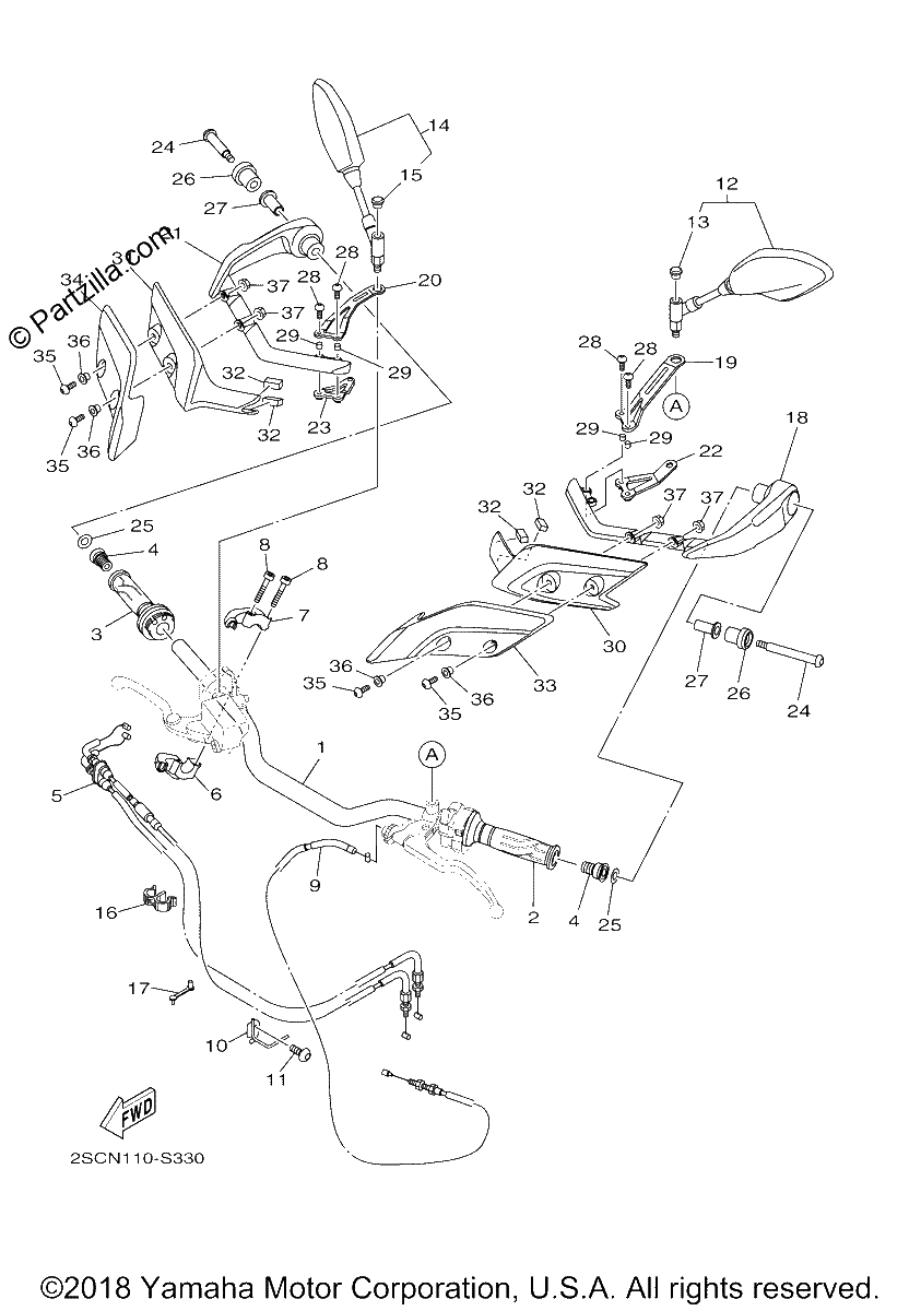 Diagrama de STEERING HANDLE CABLE