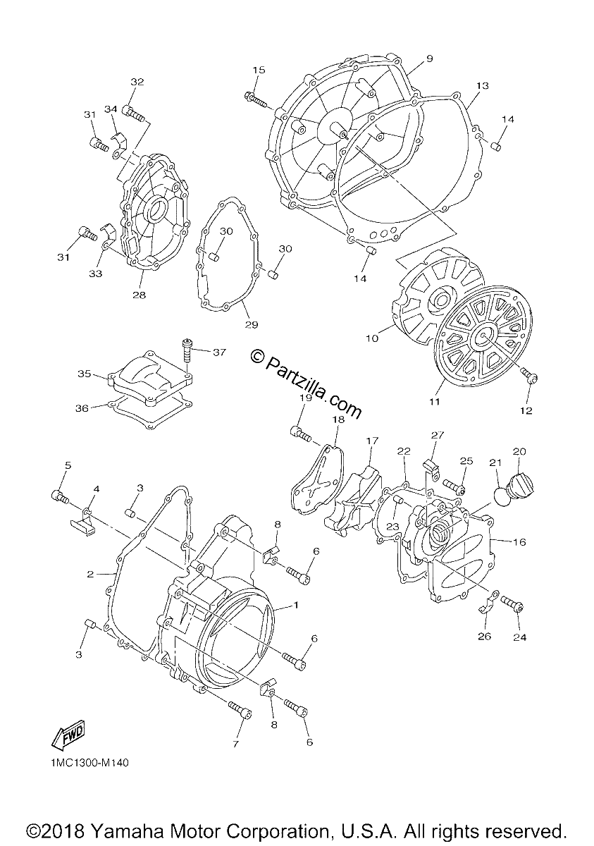 Diagrama de CRANKCASE COVER 1