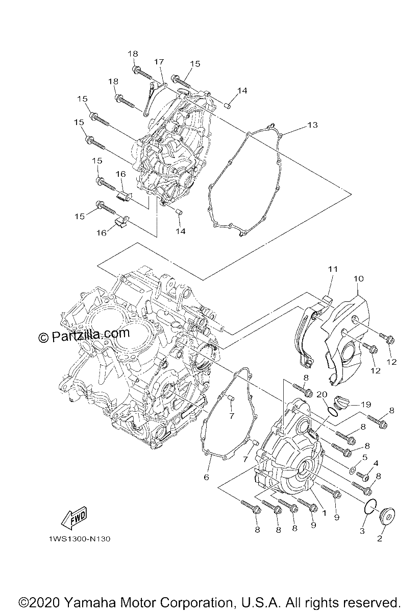 Diagrama de CRANKCASE COVER 1