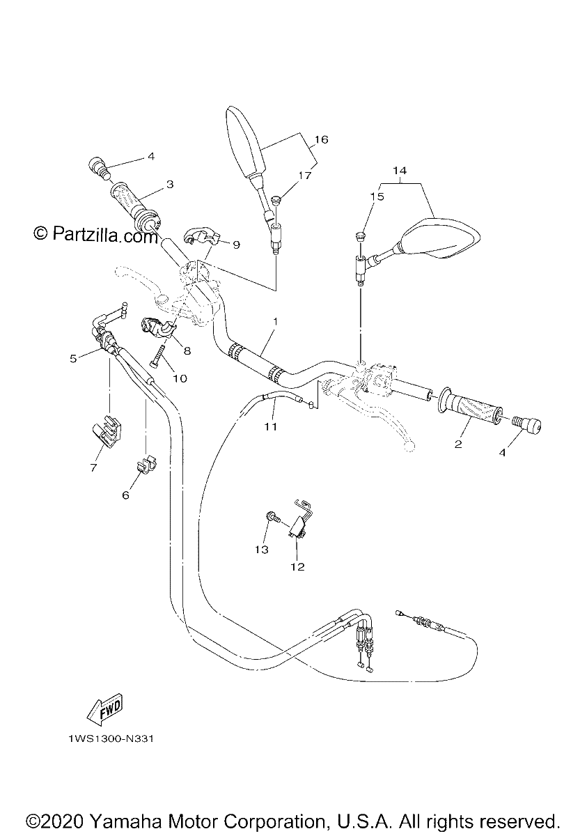 Diagrama de STEERING HANDLE CABLE