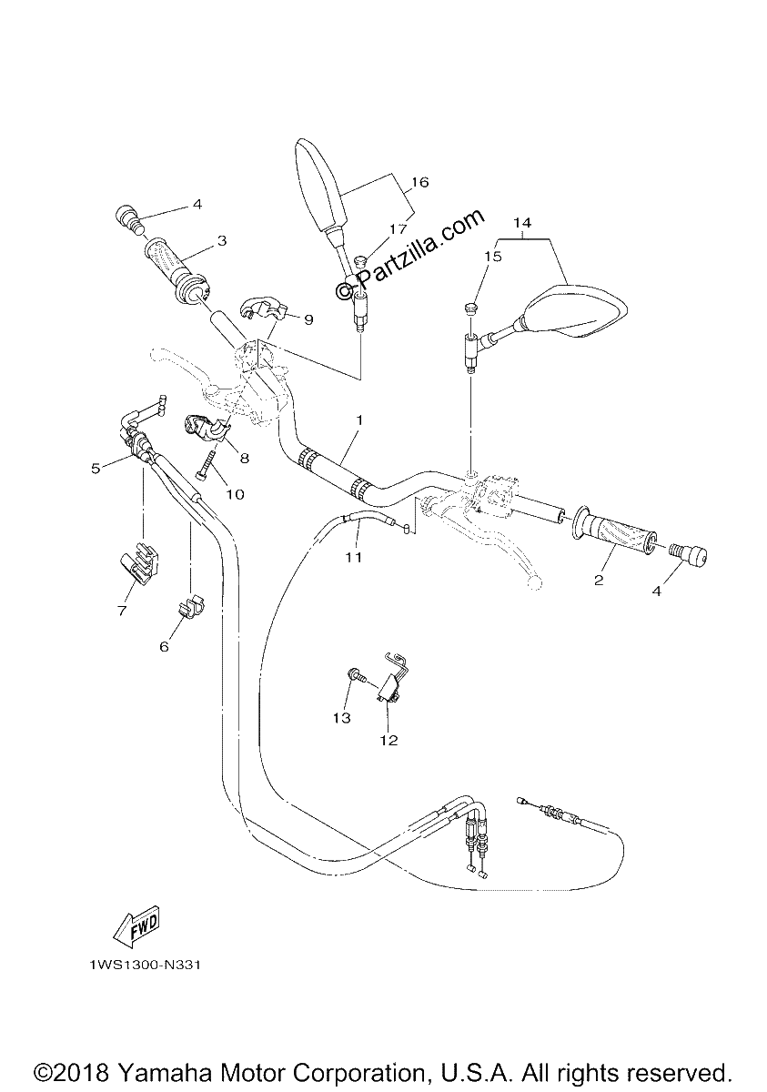 Diagrama de STEERING HANDLE CABLE