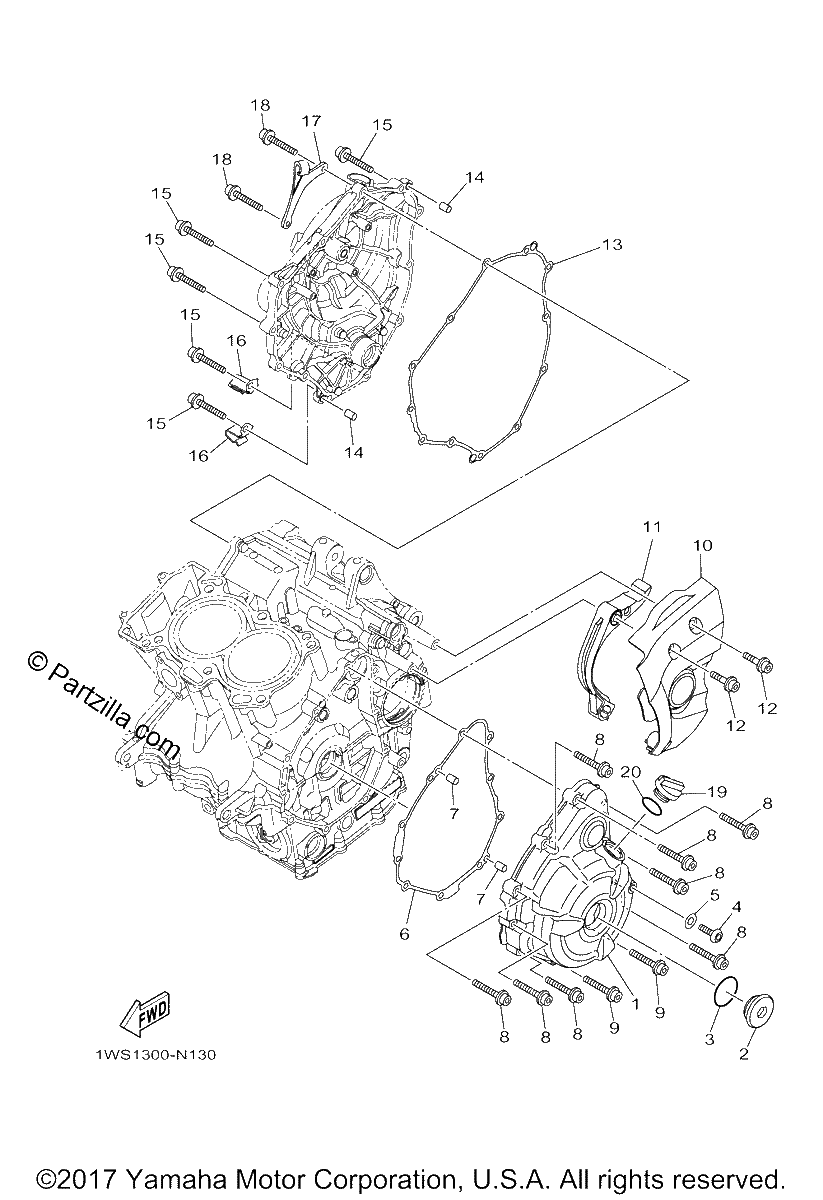 Diagrama de CRANKCASE COVER 1