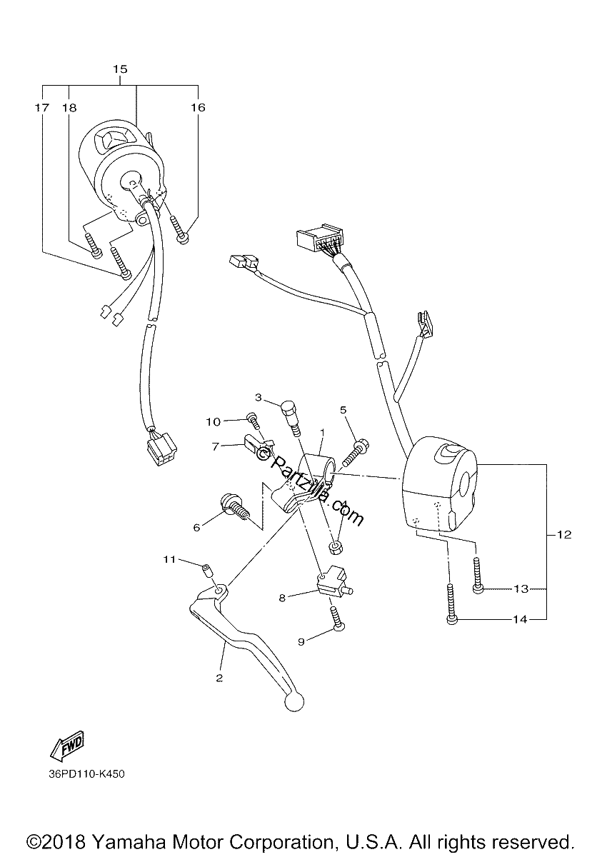 Diagrama de HANDLE SWITCH LEVER