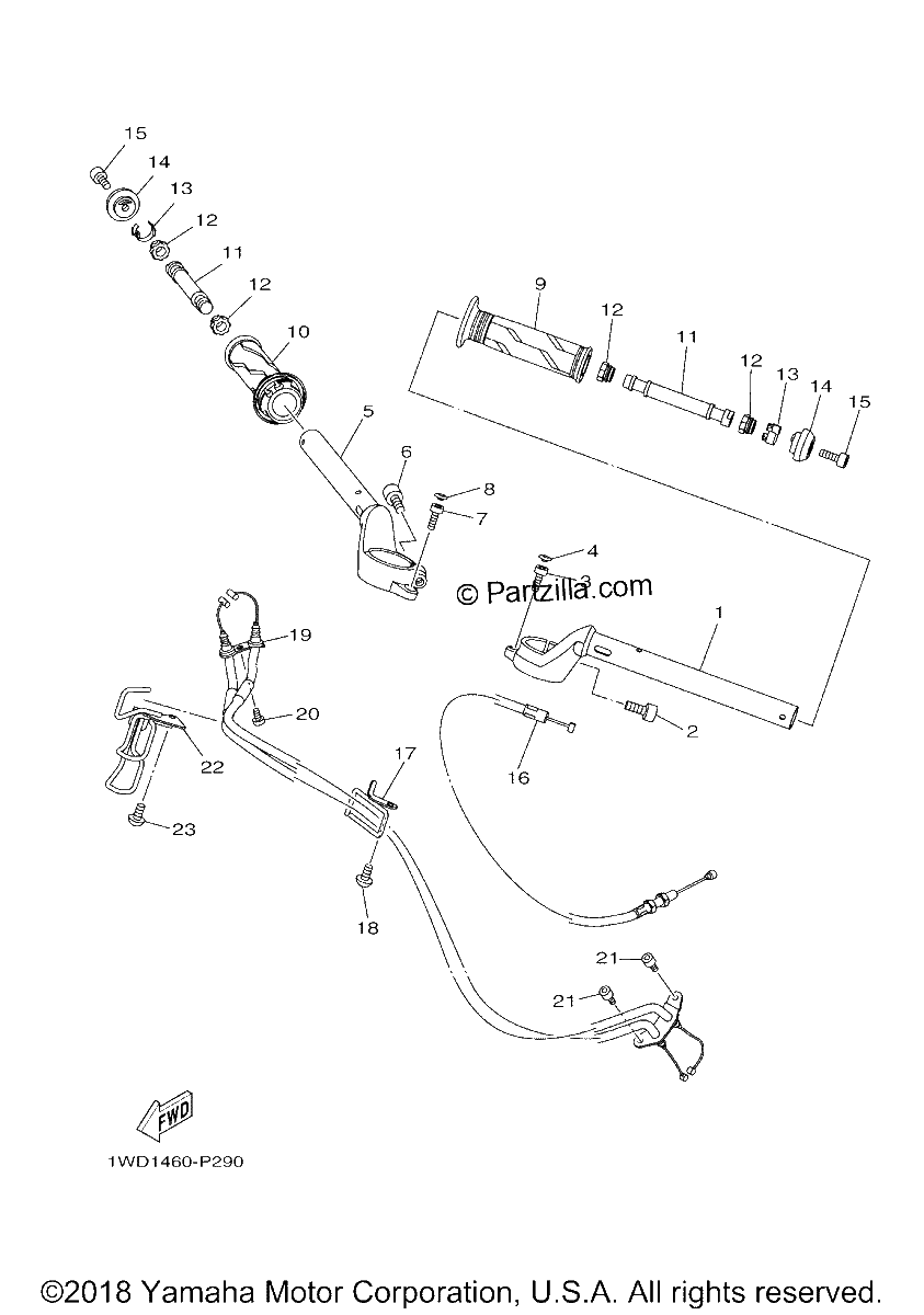 Diagrama de STEERING HANDLE CABLE
