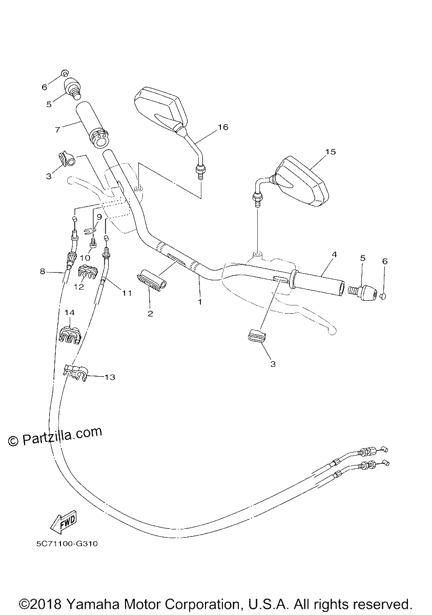 Diagrama de STEERING HANDLE CABLE