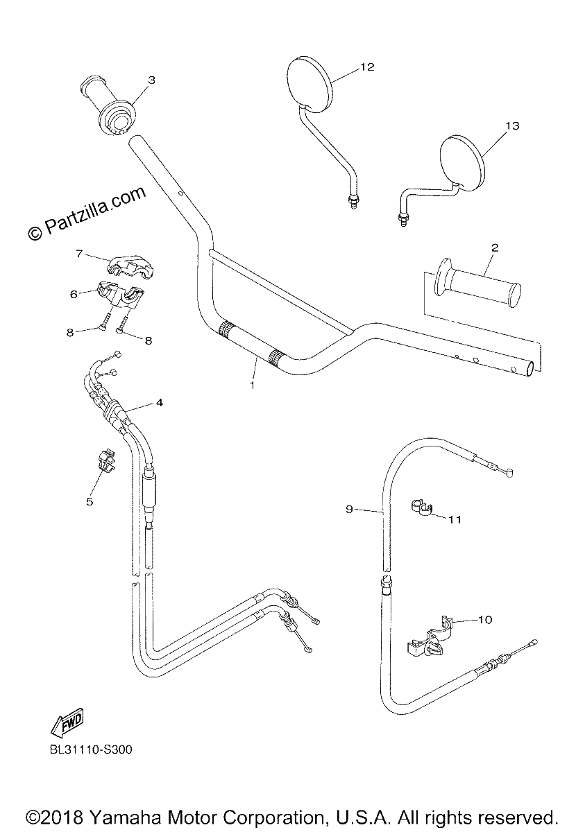 Diagrama de STEERING HANDLE CABLE