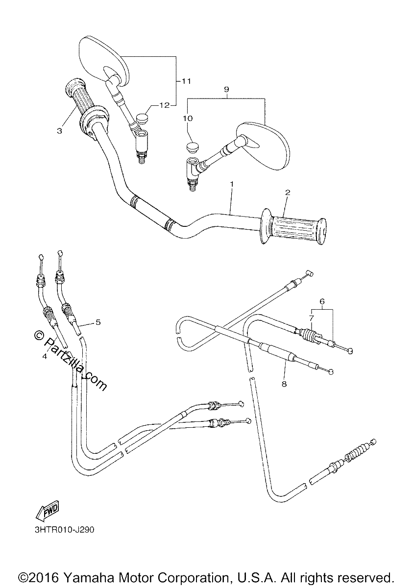 Diagrama de STEERING HANDLE CABLE